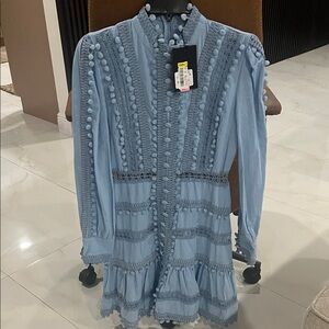 Elegant Blue Long Sleeve Dress